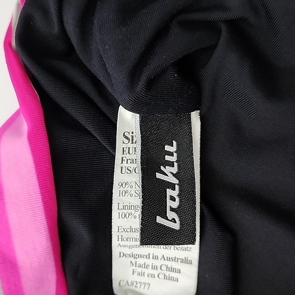 BAKU Australia Tankini Swim Top Pink Black Stripes Ruched Waist Size 11/12 - Picture 10 of 14